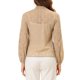 thumbnail image 3 of INSPIRAR CHIC Blusa de Encaje Floral de Cuello Alto con Mangas Abullonadas Transparentes M Marrón Claro, 3 of 5