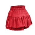 thumbnail image 5 of QATAINLAV Womens Skirts with Built-in Shorts 2025 Drawstring High Waisted Ruffle Summer Casual Skorts Flowy Pleated Mini Skirts Swing Beach Vacation Shorts Red XXL Summer Savings, 5 of 8