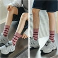 thumbnail image 5 of 5 Pairs Retro Style Colorful Striped Socks, Cute Athletic Crew socks for Women, 5 of 6