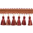 thumbnail image 1 of 3 3/4" (9.5cm) long Heirloom Collection Ribbon Loop Gimp with Satin Ribbon Tassel Fringe Trim (Style# RTF0375), Golden Raspberry Red Multicolor (Color# 71379) 5 Yards (15 ft/4.5m), 1 of 1