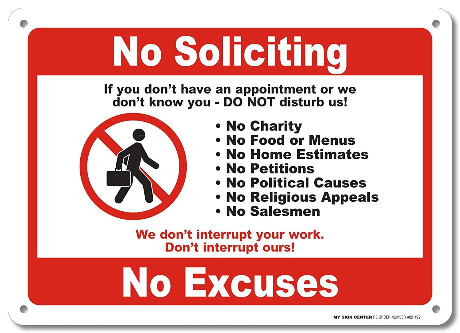 no soliciting no excuses warning sign avoid solicitors do not