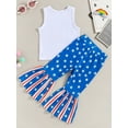 thumbnail image 4 of Kiapeise 2Pcs Todder Baby Girls 4th of July Outfits Kids USA Flag Sleeveless Tank Tops Star Striped Flared Pants Set 1-5 Years, 4 of 9