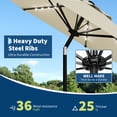 thumbnail image 6 of Solar LED Lighted Patio Umbrella 9FT – 32 Lights, 8 Ribs, Waterproof, UV Resistant, Tilt & Crank, Outdoor Market Umbrella for Pool, Deck, Backyard, Table, 6 of 7