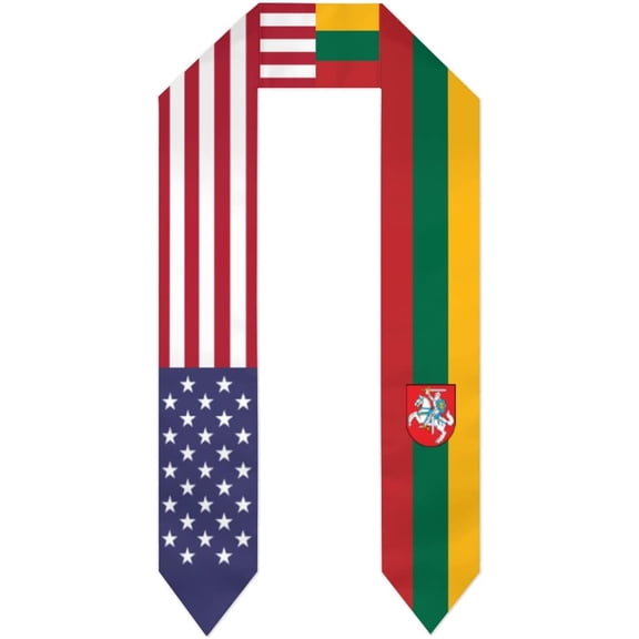 Lithuania & USA United States Flag Graduation Stole For International Student Stole Pride Cheers Shawls