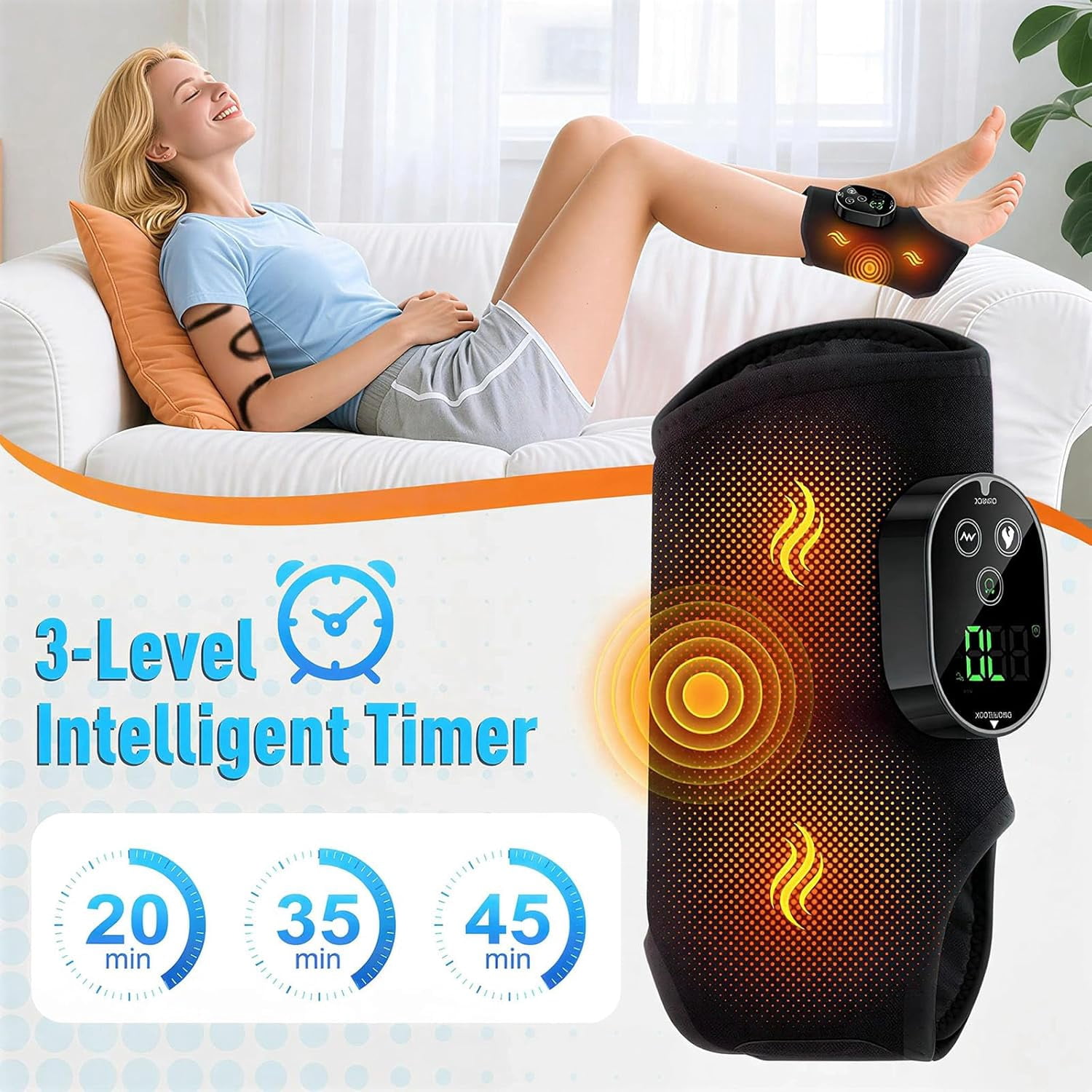 2026 Upgraded Cordless Foot Massager for Neuropathy, Heated & Vibrating Ankle Wrap with 6 Heat Levels & 3 Modes, 3000mAh Rechargeable Battery, Flexible Fit for Pain Relief & Circulation