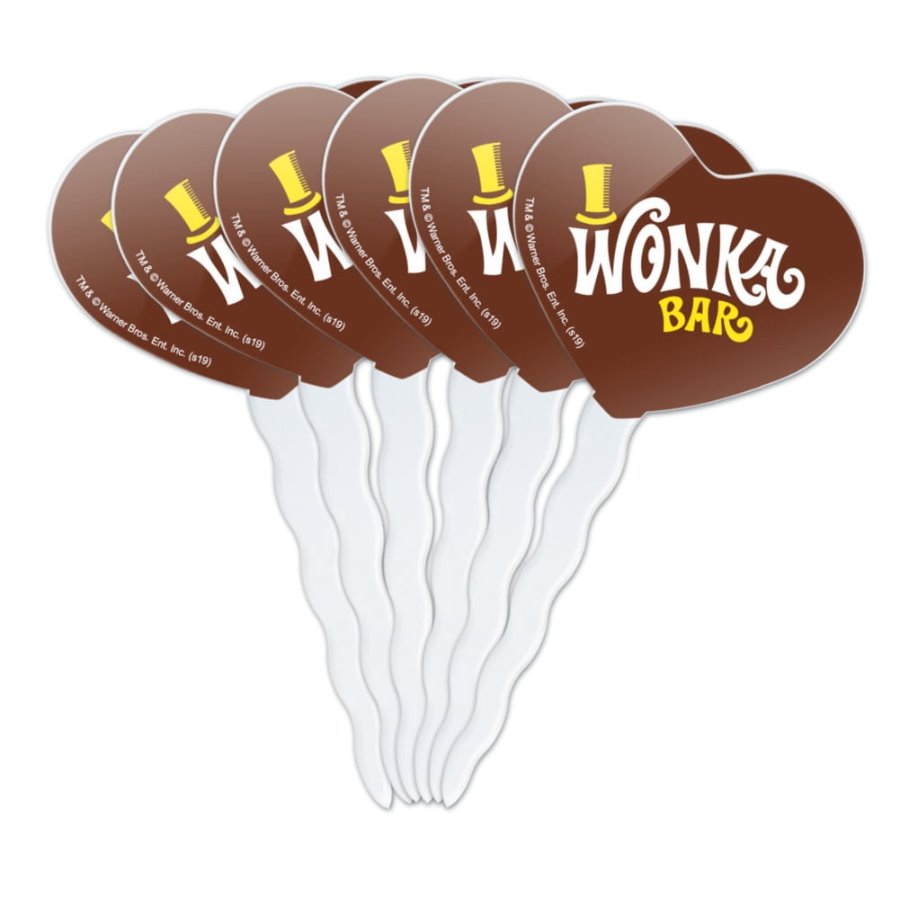 ICING Willy Wonka, Wonka Bar Chocolate Wrapper EFFECT Edible Cupcake Topper  x 36