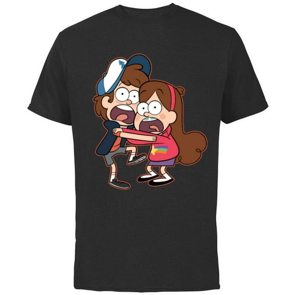 Disney Gravity Falls Dipper and Mabel Pines - Short Sleeve Cotton T-Shirt for Adults - Customized-Black