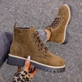 thumbnail image 7 of Willtoo Women's Fashion Ankle Boots Low Heels Chunky Lace-up Combat Boot Platform Lug Sole Non Slip Short Boots for Women Casual Round Toe Side Zipper Fall Winter Hiking Walking Booties Brown, 7 of 7