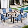 thumbnail image 2 of Sophia & William 7 Piece Outdoor Patio Dining Set 60" Teak Dining Table and 6 Blue Textilene Chairs, 2 of 12