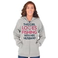 thumbnail image 3 of Wife Husband Loves Fishing Cute Girly Zip Hoodie Sweatshirt Women Brisco Brands L, 3 of 5