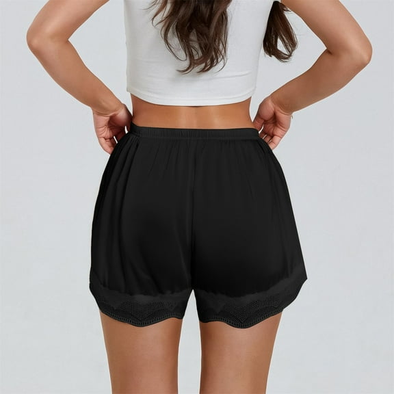 BLOCLOALO Women Bottoms Under Dress Shorts Women's Fashion Clothes for Every Occasion Cotton Linen Cardigan Summer Chic Slip Shorts for Under Dresses Stretch Shorts Lightweight Shorts Black L