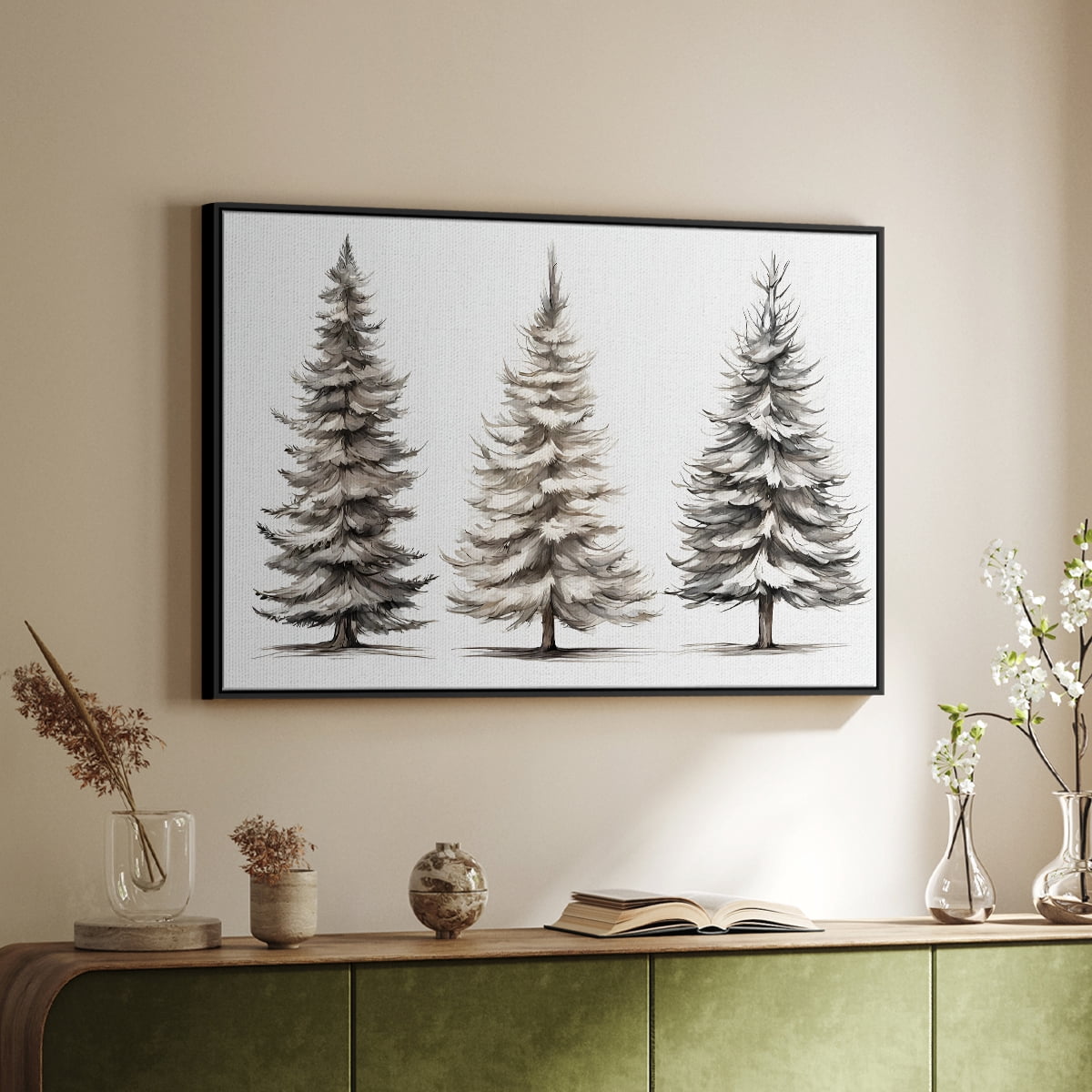 Vintage Landscape-CXCIV By Wexford Home Framed in Black Wood Gallery Wrapped Canvas 17 in. x 25 in.