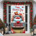 thumbnail image 5 of Red Truck Valentine's Day Banner Teddy Bear Love Display Pink Roses Cherry Blossom Romantic Backdrop for Valentine's Day Party Romantic Date Photo Shoot, 5 of 9