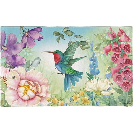 

LONGGGGLO Evergreen Hummingbird Washable Door Mat 20x32 Inch Welcome Mat for Front Door Entrance Outdoor/Indoor Non-Slip Floor Mats for Entryway Kitchen Bedroom