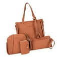 thumbnail image 3 of Set de Bolsos de Hombro BLESIY con Monedero Tarjetero de Cuero PU Marrón, 3 of 6