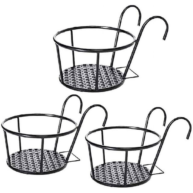 ORUYROP WAQIAGO Hanging Planters Basket,Hanging Railing Planters Flower Pot Holders,Plant Iron Racks Over The Rail Fence for Patio Balcony Porch(3)