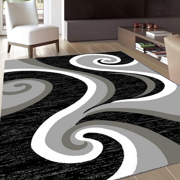 Msrugs Modern Area Rug Gray-Black Area Rug, 3' x 5'