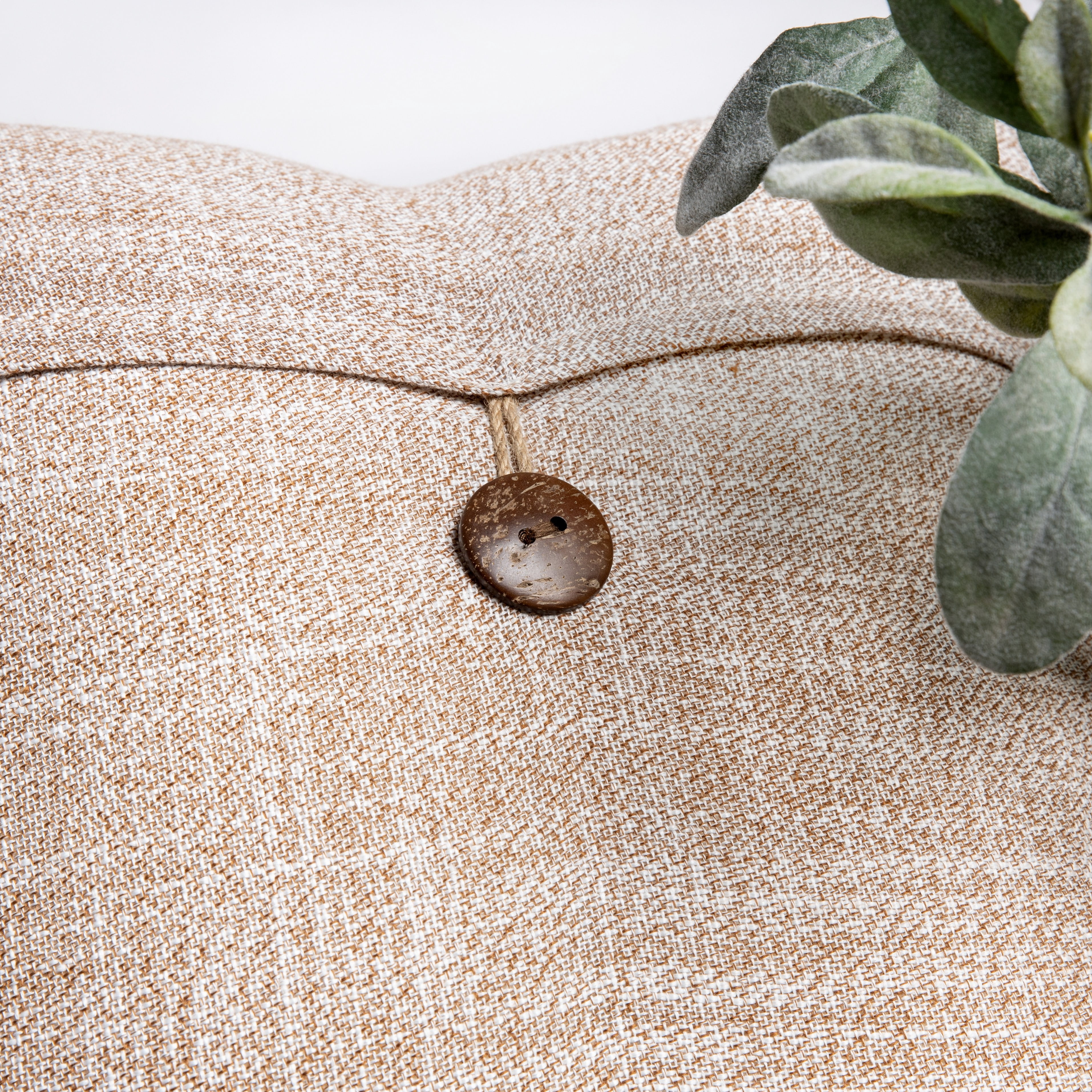 Phantoscope 18" x 18" 2-Pack Single Button Linen Farmhouse Decorative Throw Pillows, Beige