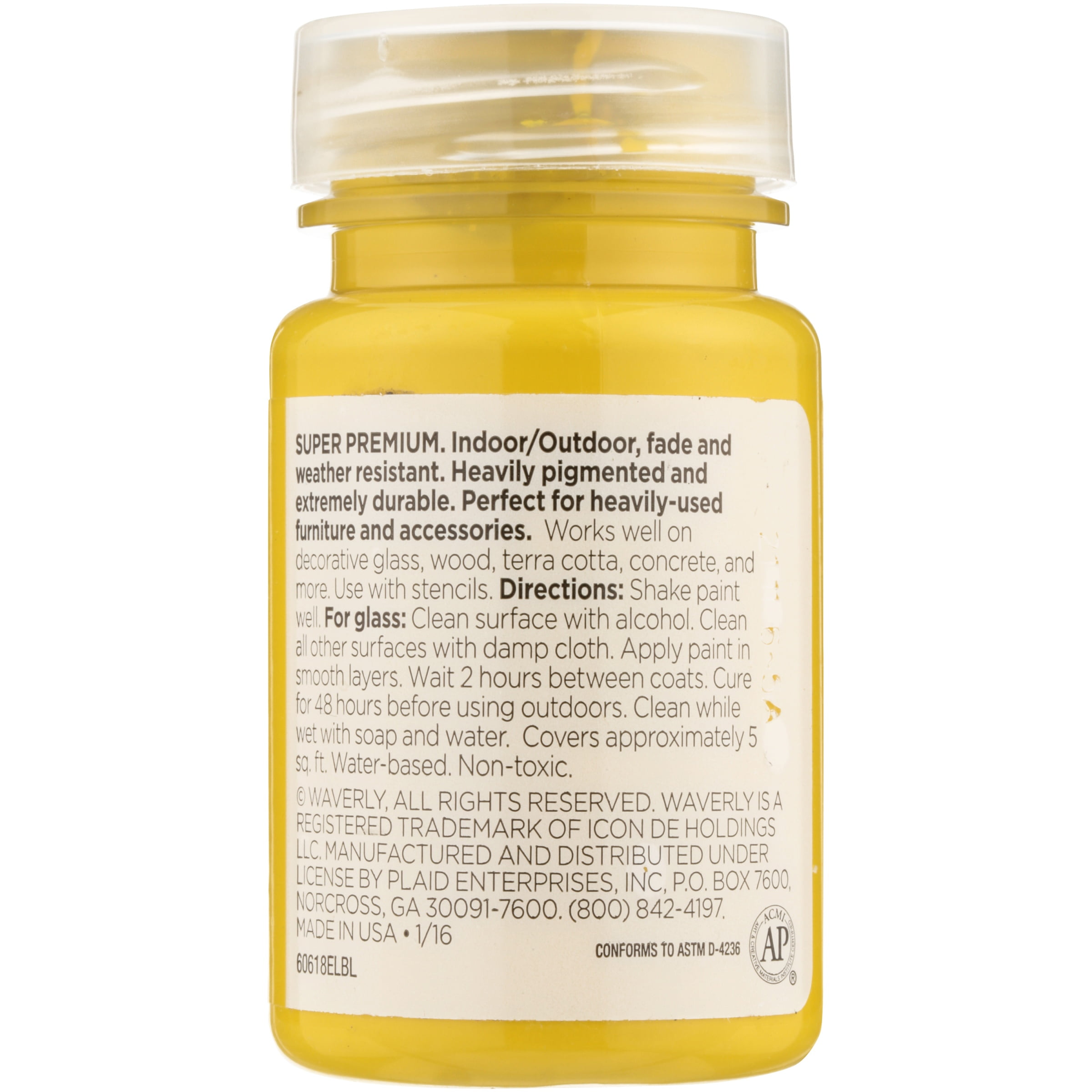 Waverly Inspirations Super Premium Semi-Gloss Acrylic Paint, Lemon Peel, 2 fl oz