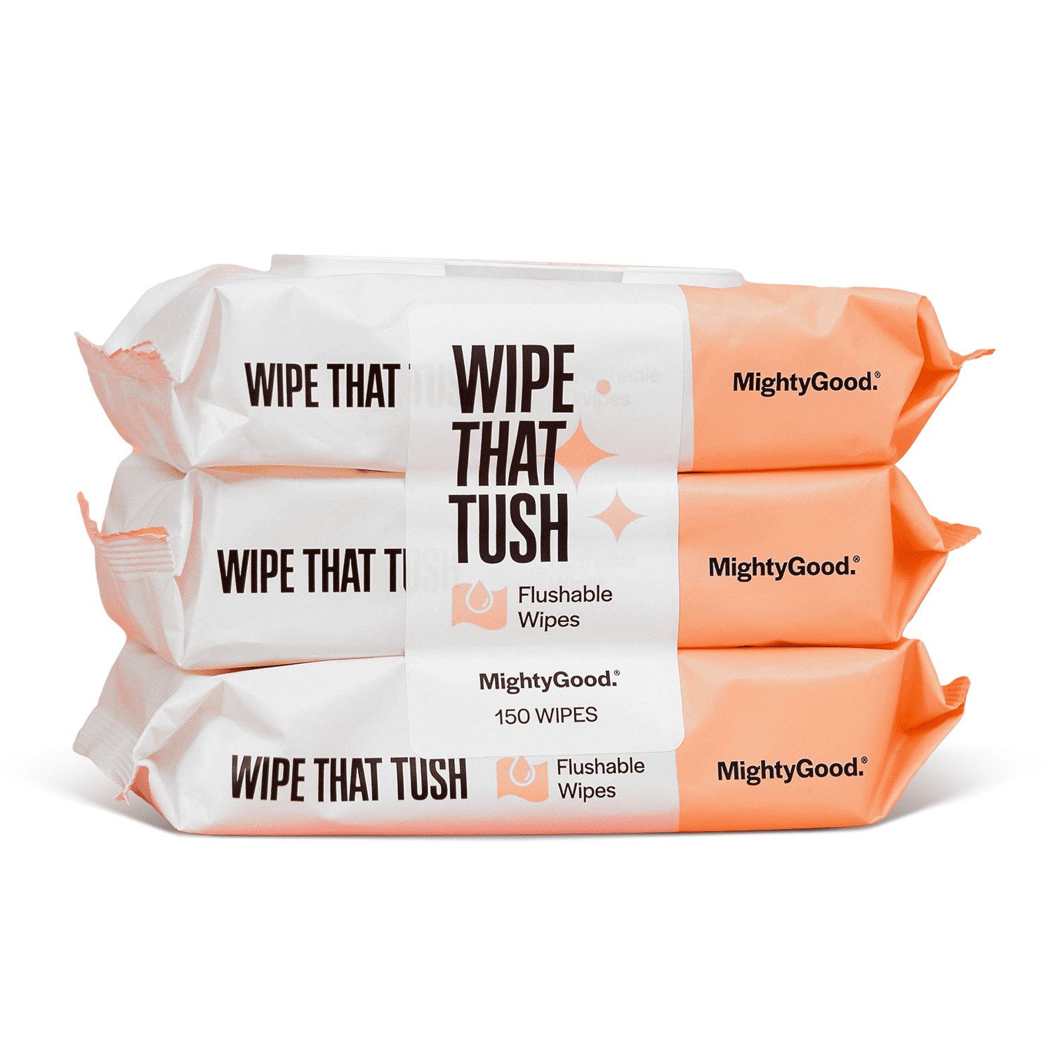 MightyGood. Wipe That Tush Flushable Wipes - 3 Packs of 50 Wipes - 150 Total Wipes
