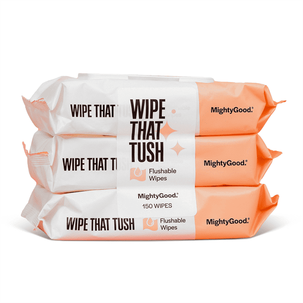 MightyGood. Wipe That Tush Flushable Wipes, 3 Packs of 50 Wipes, 150
