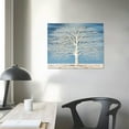 thumbnail image 3 of COMIO  Modern Tree Canvas Wall Art Teal Blue and White Pictures Large Abstract Decor Framed Landscape Painting Artwork with Texture and Gold, 3 of 4