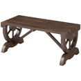 thumbnail image 1 of Rustic Wood Wheel Outdoor Garden Bench for 2-Person with a Unique Wheel Design on the Legs & Strong Build, Brown, 1 of 7