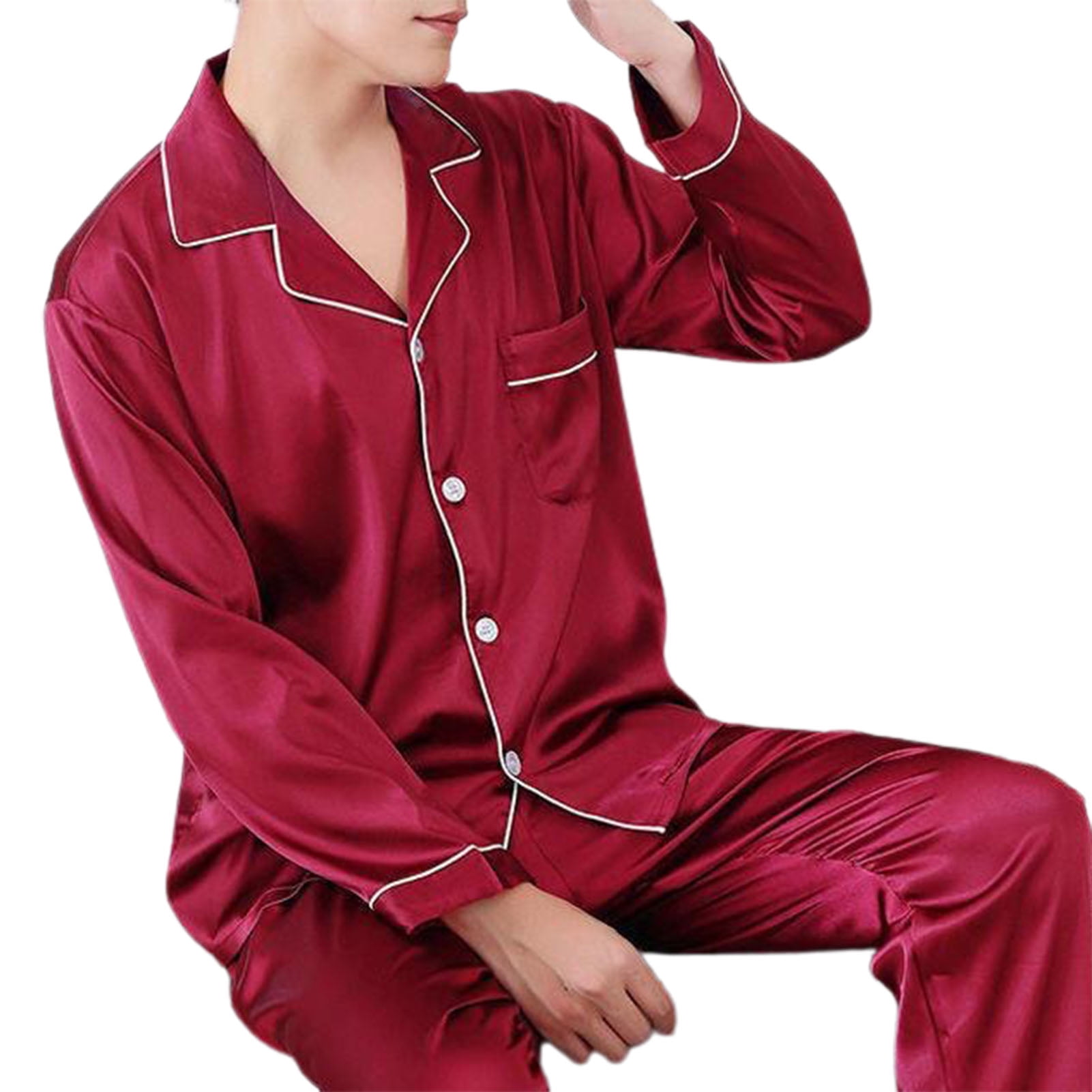 Red satin mens discount pajamas