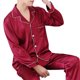 thumbnail image 2 of Conjunto de pijama de 2 piezas de seda sintética con un solo pecho y cárdigan de talla grande para hombre, ropa de dormir para el hogar., 2 of 7