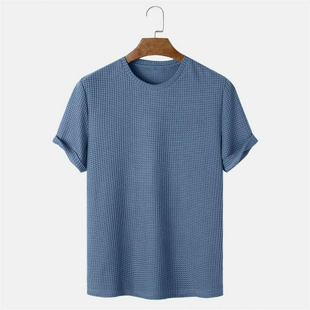 pstuiky camiseta de hombre, Camisas casuales de manga corta con cuello redondo y textura de color sólido para hombre camisas casuales para hombre xl