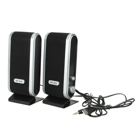 2Pcs USB Powered Computer Speakers Stereo 3.5mm with Ear Jack for Desktop PC