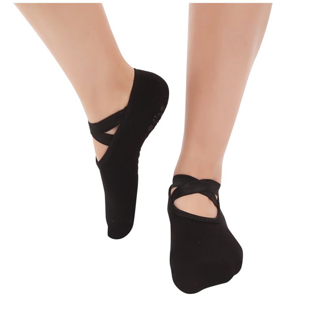 Chaussettes de Yoga Rondes pour Femmes, Dos Ouvert Croisé, Chaussettes de Danse