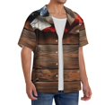 thumbnail image 2 of Susaid Rustic American Flag Wood Print Men's Polo Shirts Button Down Short Sleeve Casual Summer Beach Vintage Shirts for Men-XX-Large, 2 of 5