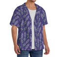 thumbnail image 4 of Honeii 's Lavender Flowers for men's short-sleeved button-up collared shirt featuring a pocket, perfect for beach vacations, and travel adventures., 4 of 5
