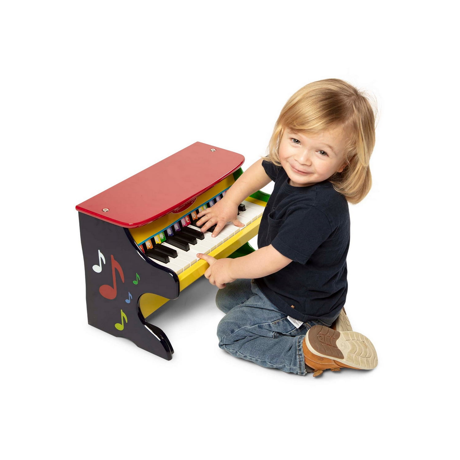 Melissa & Doug Learn-to-Play Piano with Wooden Lift-Top Desk & Chair, Honey