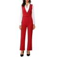 thumbnail image 2 of Allegra K Mono Elegante con Tirantes sin Mangas y Cinturón para Mujer, Pierna Recta, L Rojo, 2 of 5