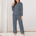 thumbnail image 2 of Balery Small White Flowers Conjunto de Pijama con Estampado para Mujer, Conjunto de Dos Piezas con Manga Larga, Ropa de Dormir Suave con Bolsillos, Pijamas Cómodos-XX-Large, 2 of 7