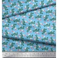 thumbnail image 2 of Soimoi Blue Japan Crepe Satin Fabric Leaves,Insect & Floral Artistic Decor Fabric Printed BTY 42 Inch Wide, 2 of 3