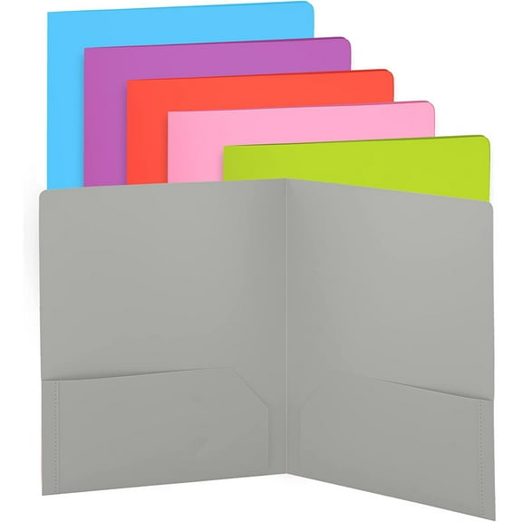 Enday Folder with Pockets 2 Pocket Portfolio Folder for School and Office Gray