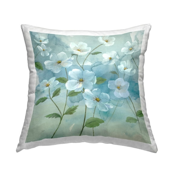Stupell Industries Bountiful White Flowers Decorative Printed Throw Pillow Design by Nan.