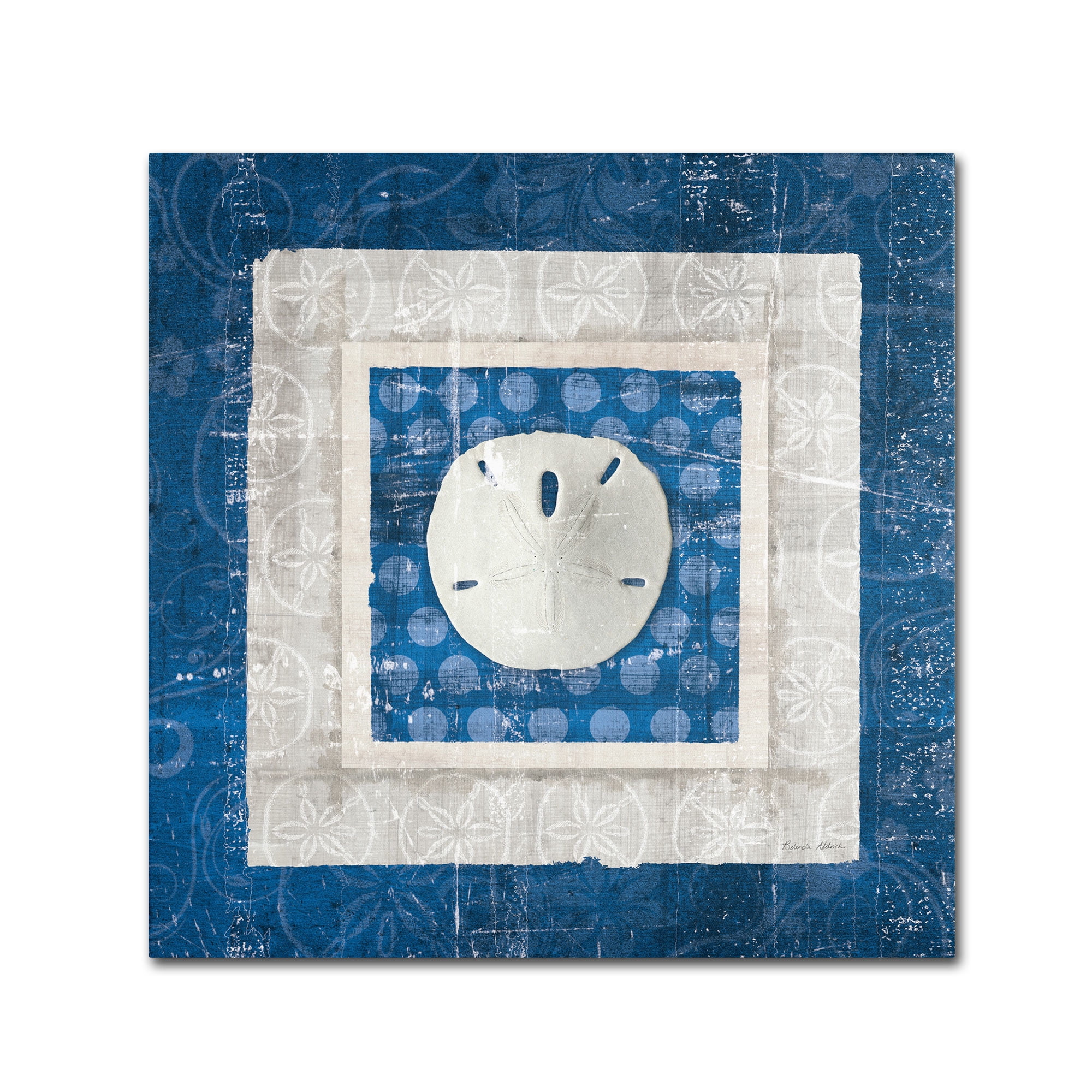 Trademark Fine Art "Sea Shell I on Blue" Canvas Art by Belinda Aldrich