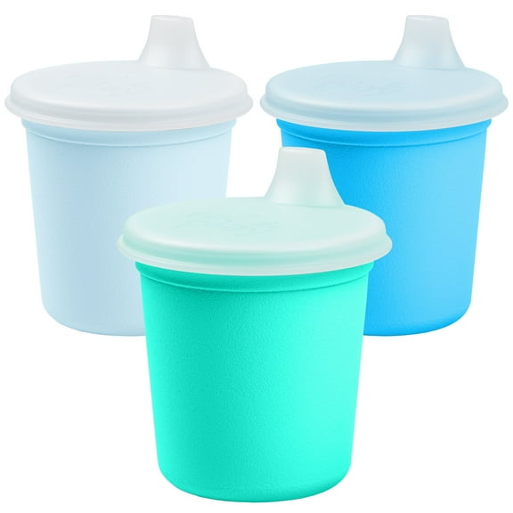 Re-Play Tiny Tumblers with Sip Lid - 6oz 3-Pack Toddler Drinking Cup - Dishwasher safe - Made in the USA - BPA-Free - Stackable - Ocean Waves