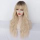 thumbnail image 3 of Peluca de pelo sintético ondulado largo y rizado con flequillo para mujer, peluca de color marrón frío a rubio claro, peluca de pelo largo resistente al calor para fiesta diaria, peluca de 26 pulgadas, 3 of 5