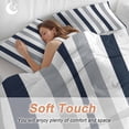 thumbnail image 4 of 3 Piece Navy Blue Gray Striped Duvet Cover Set Twin Size, Microfiber Comforter/Quilt Cover with Corner Ties and 2 Pillowcases, Farmhouse Stripe Art All Season Soft Bedding with Zipper Closure, 4 of 8