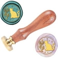 thumbnail image 1 of Wax Seal Stamp Cat Leaves Pattern Vintage Wood Stamp Removable Brass Head Sealing Stamp for Decorating Envelopes Invitations Gift Ideas Wine Packages, 1 of 9