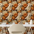 thumbnail image 2 of Ambesonne Autumnal Floral Peel & Stick Wallpaper for Home, Fall Colors Flowers, 13"x36", Dark Orange Pale Brown, 2 of 5