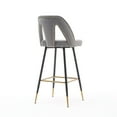 Velvet Fabric 29.5" Bar Stools with Nailheads and Gold Tipped Black