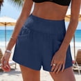 thumbnail image 5 of FAIWAD Linen Shorts for Women Summer Casual Smocked Elastic Waisted Wide Leg Shorts Boho Beach Short Pants, 5 of 9
