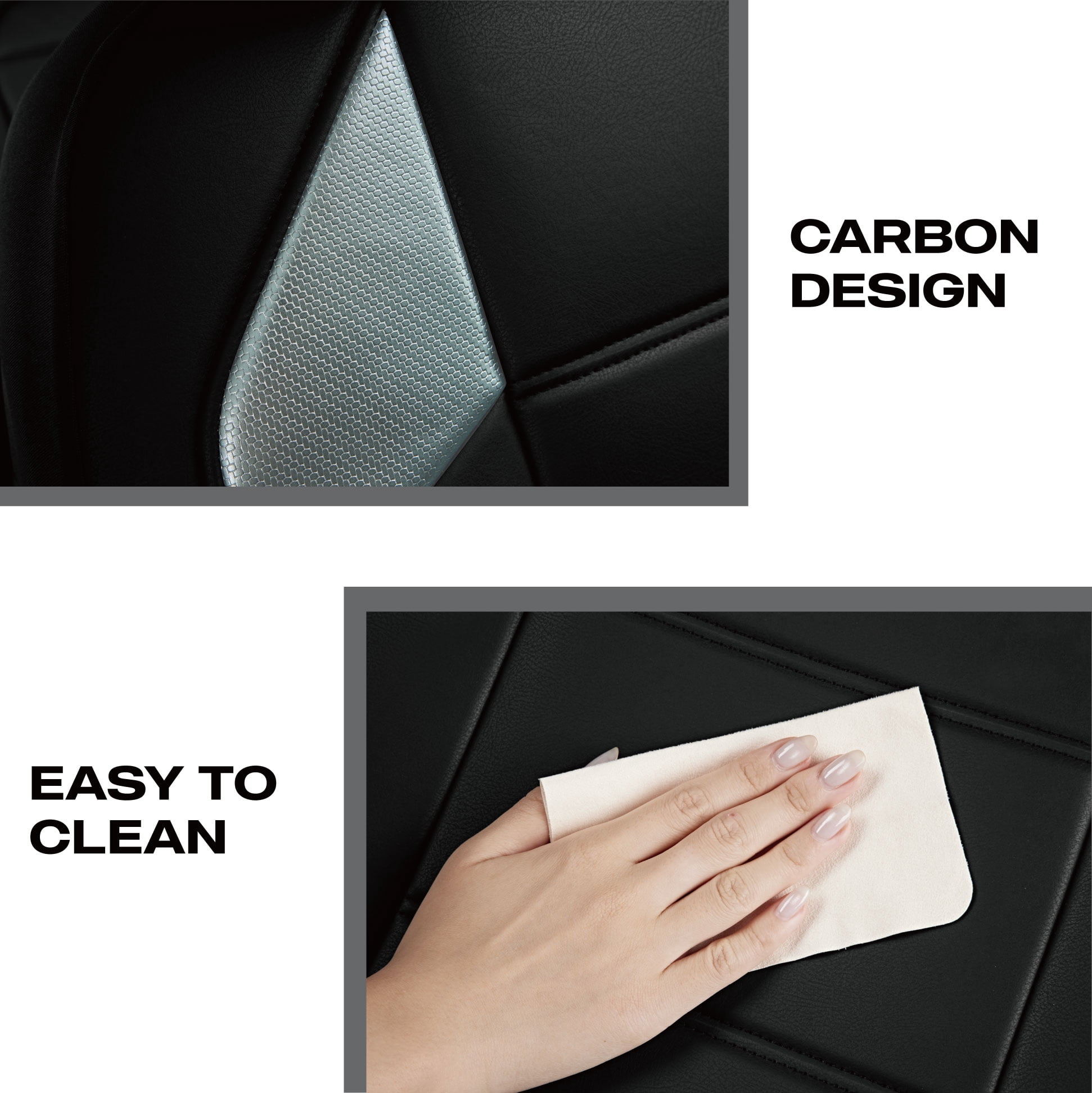 Auto Drive 2-Piece Titanix Green Carbon Fiber Leather Car Seat Covers - Universal Fit, 25SC53