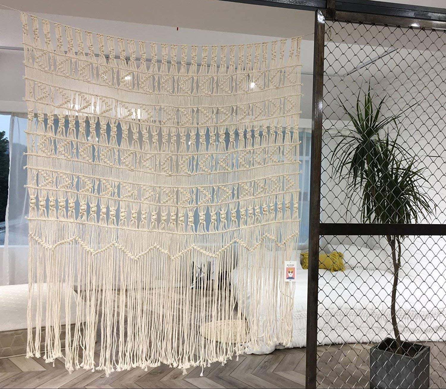 Flber Macrame Curtain Macrame Wall Hanging macram Handwoven Boho Wedding Backdrop Kitchen Curtains,50x 75